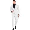 COOFANDY Men’s Suits 2 Piece Slim Fit Suit Set 2 Button Lightweight Casual Knit Blazer Suit Jacket Pants(White)