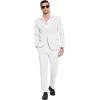 COOFANDY Men’s Suits 2 Piece Slim Fit Suit Set 2 Button Lightweight Casual Knit Blazer Suit Jacket Pants(White)