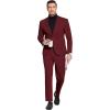 COOFANDY Men’s Suits 2 Piece Slim Fit Suit Set 2 Button Lightweight Casual Knit Blazer Suit Jacket Pants(Wine Red)