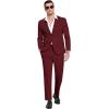 COOFANDY Men’s Suits 2 Piece Slim Fit Suit Set 2 Button Lightweight Casual Knit Blazer Suit Jacket Pants(Wine Red)