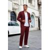 COOFANDY Men’s Suits 2 Piece Slim Fit Suit Set 2 Button Lightweight Casual Knit Blazer Suit Jacket Pants(Wine Red)