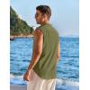 COOFANDY Men’s Summer Beach Tank Tops Sleeveless Button Up Shirt Casual Textured Tank Shirts(Army Green)
