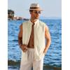 COOFANDY Men’s Summer Beach Tank Tops Sleeveless Button Up Shirt Casual Textured Tank Shirts(Beige)