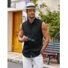 COOFANDY Men’s Summer Beach Tank Tops Sleeveless Button Up Shirt Casual Textured Tank Shirts(Black)