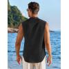 COOFANDY Men’s Summer Beach Tank Tops Sleeveless Button Up Shirt Casual Textured Tank Shirts(Black)