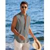 COOFANDY Men’s Summer Beach Tank Tops Sleeveless Button Up Shirt Casual Textured Tank Shirts(Dark Grey)