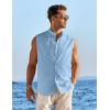 COOFANDY Men’s Summer Beach Tank Tops Sleeveless Button Up Shirt Casual Textured Tank Shirts(Light Blue)