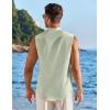 COOFANDY Men’s Summer Beach Tank Tops Sleeveless Button Up Shirt Casual Textured Tank Shirts(Light Green)