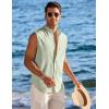 COOFANDY Men’s Summer Beach Tank Tops Sleeveless Button Up Shirt Casual Textured Tank Shirts(Light Green)