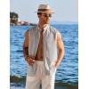 COOFANDY Men’s Summer Beach Tank Tops Sleeveless Button Up Shirt Casual Textured Tank Shirts(Light Grey)