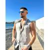 COOFANDY Men’s Summer Beach Tank Tops Sleeveless Button Up Shirt Casual Textured Tank Shirts(Light Grey)