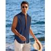 COOFANDY Men’s Summer Beach Tank Tops Sleeveless Button Up Shirt Casual Textured Tank Shirts(Navy Blue)