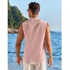 COOFANDY Men’s Summer Beach Tank Tops Sleeveless Button Up Shirt Casual Textured Tank Shirts(Pink)