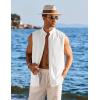 COOFANDY Men’s Summer Beach Tank Tops Sleeveless Button Up Shirt Casual Textured Tank Shirts(White)