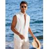 COOFANDY Men’s Summer Beach Tank Tops Sleeveless Button Up Shirt Casual Textured Tank Shirts(White)