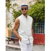 COOFANDY Men’s Summer Beach Tank Tops Sleeveless Button Up Shirt Casual Textured Tank Shirts(White)