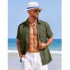 COOFANDY Men’s Summer Beach Vacation Shirt Casual Button Down Short Sleeve Shirt Hawaiian Tropical Resort Wear(Army Green)