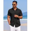 COOFANDY Men’s Summer Beach Vacation Shirt Casual Button Down Short Sleeve Shirt Hawaiian Tropical Resort Wear(Black)