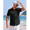 COOFANDY Men’s Summer Beach Vacation Shirt Casual Button Down Short Sleeve Shirt Hawaiian Tropical Resort Wear(Black)
