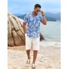 COOFANDY Men’s Summer Beach Vacation Shirt Casual Button Down Short Sleeve Shirt Hawaiian Tropical Resort Wear(Blue-white Flowers)