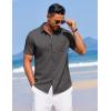 COOFANDY Men’s Summer Beach Vacation Shirt Casual Button Down Short Sleeve Shirt Hawaiian Tropical Resort Wear(Dark Grey)