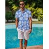 COOFANDY Men’s Summer Beach Vacation Shirt Casual Button Down Short Sleeve Shirt Hawaiian Tropical Resort Wear(Flower-light Blue)