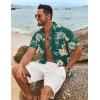 COOFANDY Men’s Summer Beach Vacation Shirt Casual Button Down Short Sleeve Shirt Hawaiian Tropical Resort Wear(Green-yellow Flowers)