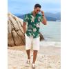 COOFANDY Men’s Summer Beach Vacation Shirt Casual Button Down Short Sleeve Shirt Hawaiian Tropical Resort Wear(Green-yellow Flowers)