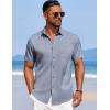 COOFANDY Men’s Summer Beach Vacation Shirt Casual Button Down Short Sleeve Shirt Hawaiian Tropical Resort Wear(Grey Blue)