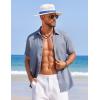 COOFANDY Men’s Summer Beach Vacation Shirt Casual Button Down Short Sleeve Shirt Hawaiian Tropical Resort Wear(Grey Blue)
