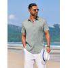 COOFANDY Men’s Summer Beach Vacation Shirt Casual Button Down Short Sleeve Shirt Hawaiian Tropical Resort Wear(Grey Green)