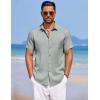 COOFANDY Men’s Summer Beach Vacation Shirt Casual Button Down Short Sleeve Shirt Hawaiian Tropical Resort Wear(Grey Green)