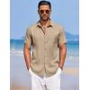 COOFANDY Men’s Summer Beach Vacation Shirt Casual Button Down Short Sleeve Shirt Hawaiian Tropical Resort Wear(Khaki)