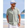 COOFANDY Men’s Summer Beach Vacation Shirt Casual Button Down Short Sleeve Shirt Hawaiian Tropical Resort Wear(Light Green)