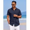 COOFANDY Men’s Summer Beach Vacation Shirt Casual Button Down Short Sleeve Shirt Hawaiian Tropical Resort Wear(Navy Blue)