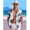 COOFANDY Men’s Summer Beach Vacation Shirt Casual Button Down Short Sleeve Shirt Hawaiian Tropical Resort Wear(Navy Palm Leaf Print)
