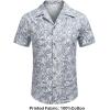COOFANDY Men’s Summer Beach Vacation Shirt Casual Button Down Short Sleeve Shirt Hawaiian Tropical Resort Wear(Palm Leaf-light Blue)