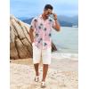 COOFANDY Men’s Summer Beach Vacation Shirt Casual Button Down Short Sleeve Shirt Hawaiian Tropical Resort Wear(Pink-coconut Trees)