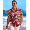COOFANDY Men’s Summer Beach Vacation Shirt Casual Button Down Short Sleeve Shirt Hawaiian Tropical Resort Wear(Red – Tropical Leaf)
