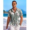 COOFANDY Men’s Summer Beach Vacation Shirt Casual Button Down Short Sleeve Shirt Hawaiian Tropical Resort Wear(Sage Green – Leaf)