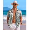 COOFANDY Men’s Summer Beach Vacation Shirt Casual Button Down Short Sleeve Shirt Hawaiian Tropical Resort Wear(Sage Green – Leaf)