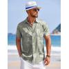 COOFANDY Men’s Summer Beach Vacation Shirt Casual Button Down Short Sleeve Shirt Hawaiian Tropical Resort Wear(Silhouette Leaves-grey Green)