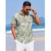 COOFANDY Men’s Summer Beach Vacation Shirt Casual Button Down Short Sleeve Shirt Hawaiian Tropical Resort Wear(Silhouette Leaves-grey Green)