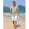 COOFANDY Men’s Summer Beach Vacation Shirt Casual Button Down Short Sleeve Shirt Hawaiian Tropical Resort Wear(Silhouette Leaves-grey Green)