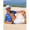 COOFANDY Men’s Summer Beach Vacation Shirt Casual Button Down Short Sleeve Shirt Hawaiian Tropical Resort Wear(Silhouette Leaves-royal Blue)