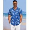 COOFANDY Men’s Summer Beach Vacation Shirt Casual Button Down Short Sleeve Shirt Hawaiian Tropical Resort Wear(Silhouette Leaves-royal Blue)