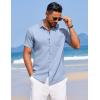 COOFANDY Men’s Summer Beach Vacation Shirt Casual Button Down Short Sleeve Shirt Hawaiian Tropical Resort Wear(Sky Blue)