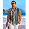 COOFANDY Men’s Summer Beach Vacation Shirt Casual Button Down Short Sleeve Shirt Hawaiian Tropical Resort Wear(Striped – Oil Painting)