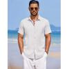 COOFANDY Men’s Summer Beach Vacation Shirt Casual Button Down Short Sleeve Shirt Hawaiian Tropical Resort Wear(White)