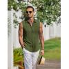 COOFANDY Men’s Summer Sleeveless Shirts Beach Knit Tank Top Button Up Casual Tank Shirt Vacation Tops(Army Green)